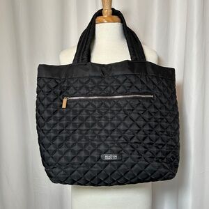 KENNETH COLE REACTION BLACK QUILTED DIAPER BAG WITH CHANGING PAD